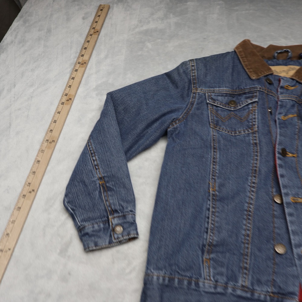 Wrangler Jacket Women Large Blue Denim Flannel Lined Rugged Classic Jean Trucker - Picture 2 of 11